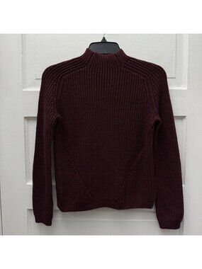 ASOS Sweater Women’s US 00 Burgundy Chunky Rib Knit Mock Neck Long Sleeve